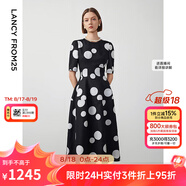 朗姿【Basic衣櫥】小香風(fēng)法式赫本風(fēng)波點(diǎn)裙子女夏新款連衣裙 本白色2 2XL