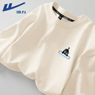 回力長袖t恤男款2025秋季潮牌休閑寬松圓領(lǐng)上衣服純棉內(nèi)搭體恤男 【長袖款】淺卡其 HL四格貓黑_K M 【體重100-120斤】