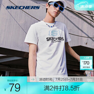 斯凱奇（Skechers）夏季新款LOGO印花圓領(lǐng)時尚針織寬松短袖T恤衫 0074/亮白色 字母款 XL
