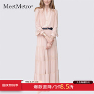 MeetMetro瑪依爾時(shí)尚高腰連衣裙2025夏新款氣質(zhì)顯瘦仙女裙蛋糕裙 藕粉MD809633【現貨】 M