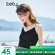 betu百圖女裝吊帶衫打底背心內搭背心外穿V領(lǐng)無(wú)袖吊帶背心女2204T82 黑色 L