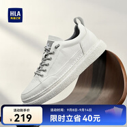 海瀾之家HLA男鞋休閑鞋子皮鞋男士透氣板鞋HAABXM1EBF161 白灰色42