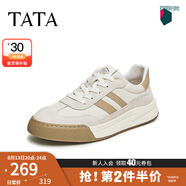 他她（TATA）男士阿甘男鞋復(fù)古德訓(xùn)鞋男運(yùn)動(dòng)休閑鞋厚底板鞋小白鞋PCB01AM3 QDR01AM4米/灰/杏 44