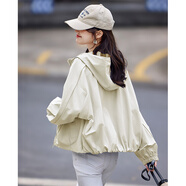 尚靜外套女春季新款女裝輕休閑戶(hù)外小個(gè)子抽繩連帽減齡短外套女上衣