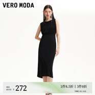 VEROMODA連衣裙2025春季新款網(wǎng)紗拼接裙擺開衩收腰無袖小黑裙優(yōu)雅 黑色 S
