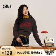 森馬（Semir）毛衣女短款蝴蝶結(jié)少女感2025春季圓領正肩套頭衫顯瘦109125107005