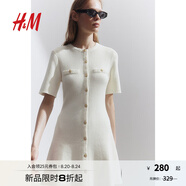 H&M女裝連衣裙2025新款小香風(fēng)法式修身針織千金風(fēng)連身裙1229076 奶油色 XS 155/80