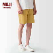無印良品 MUJI 男式 棉水洗府綢 短褲休閑短褲男款夏季純棉全棉AED14A2S 暗黃色 M