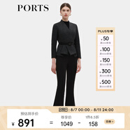PORTS寶姿早春新品女裝小腳口長褲ALD8P009PWQ076 黑色 XL (10)