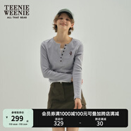 Teenie Weenie小熊長(zhǎng)袖T恤女春夏設(shè)計(jì)款小熊刺繡外穿打底衫上衣女 B-中灰色 S