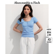 ABERCROMBIE & FITCH【多色亨利領(lǐng)】女裝25夏新款經(jīng)典小麋鹿修身短袖T恤KI139-5271 藍(lán)色 XXS (160/80A)