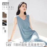 對白【杜鵑同款】法式慵懶針織連衣裙女2025新款通勤氣質(zhì)顯瘦裙子 晴空藍(lán) XL