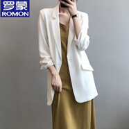 羅蒙（ROMON）胖mm大碼女裝夏季冰絲麻小西裝吊帶裙兩件套防曬薄西服外套200斤 白色外套加吊帶裙 L 大