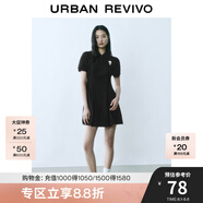 UR2025春季新款女裝立體花朵收腰Polo領(lǐng)短袖連衣裙UYY750054 正黑 XL
