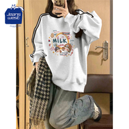 JEANSWEST CLUB真維斯條紋圓領(lǐng)衛(wèi)衣春秋美式寬松無帽上衣oversize小眾設(shè)計(jì)感外套