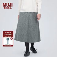 無(wú)印良品（MUJI）女式 彈力起毛 寬擺裙 休閑中長(cháng)款A字半身裙子女款秋季 BE1P4C3A 灰色 M (160/66A)