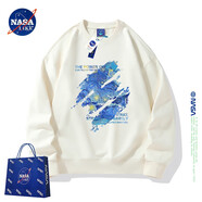 NASA LIKE官方重磅衛(wèi)衣男春秋季新款印花圓領(lǐng)長袖t恤男士落肩袖上衣打底衫 25新款杏色 新面料 XL