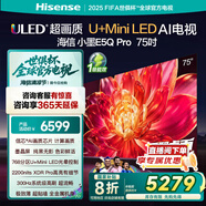 海信（Hisense）電視 小墨E5Q Pro 75英寸超畫(huà)質(zhì)U+Mini LED 信芯芯片 墨晶屏300Hz 75E5Q-PRO國家補貼 官方旗艦店 75英寸