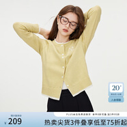 范思藍(lán)恩撞色拼接針織開衫女秋2024新款蝴蝶結(jié)刺繡減齡上衣13122 香草黃 M