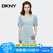 唐可娜兒（DKNY）【京東奧萊】法式小眾碎花連衣裙女夏季新款收腰顯瘦氣質(zhì)短袖裙子 W1312Z53-392 S