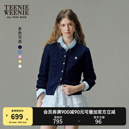 Teenie Weenie【趙露思同款】小熊女裝毛衣新款黃色針織衫空調(diào)開衫 藏青色 S