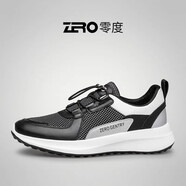 零度零尚品男鞋2025夏季新運動休閑鞋軟底網(wǎng)透氣緩沖格紋飛針織鞋 黑色 44