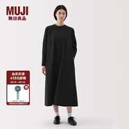 無(wú)印良品（MUJI）女式 易干平紋套頭 長(zhǎng)袖連衣裙 女裝裙子春季長(zhǎng)裙 BC2MHC5S 黑色 M (160/84A)