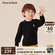 PawinPaw卡通小熊童裝秋冬新款男女童圓領(lǐng)毛衣學(xué)院風(fēng)舒適拜年過年 Black黑色/19 90 cm