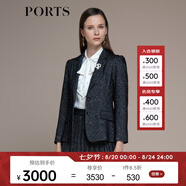 PORTS寶姿秋冬新品女裝長(cháng)袖中長(cháng)小西裝LM9J064NFF076 黑色混色 L (8)
