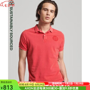 superdry極度干燥男士T恤短袖立領(lǐng)開衫商務(wù)休閑舒適 RED L