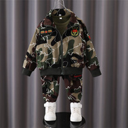 巴妮巴妮（Banibani）兒童迷彩服套裝男童新款軍訓(xùn)服女童衣服春秋季童裝外套帥氣春季潮 軍綠色兩件套 170碼建議155厘米身高左右