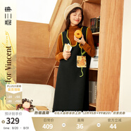 兩三事針織連衣裙女秋冬季復古無(wú)袖中長(cháng)款裙子背心裙梵高兀自生長(cháng) 黑色 M