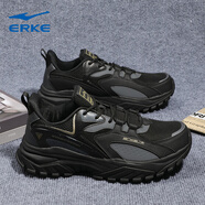 鴻星爾克跑步鞋秋季新款男鞋運動(dòng)鞋網(wǎng)面透氣休閑鞋子軟底減震百搭輕便跑鞋 3372正黑 40