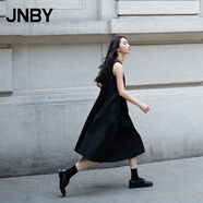 JNBY/江南布衣春夏連衣裙棉府綢浪漫氣質褶皺A型無袖小黑裙5O6G13240 001/本黑 L