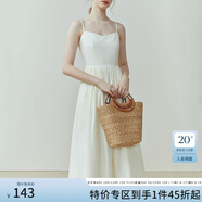 范思藍恩23FS12014法式吊帶連衣裙女夏季新款海邊度假長(cháng)裙子 米黃色 S