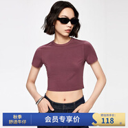 simple pieces春秋新品T恤女SPS修身短款合體T恤 樹莓紫 L