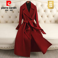 皮爾卡丹（PIERRE CARDIN）重工雙面毛呢大衣女長款2025新款過膝高級(jí)感秋冬氣質(zhì)毛呢呢外套女 嘉興雙面呢大衣酒紅色【重工藝面料高級(jí)感】 L 濮院雙面絨大衣 女 125-145斤