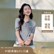 茵曼復(fù)古miu系麻花針織衫夏季女裝POLO衫短袖上衣 格調(diào)灰-短袖 L