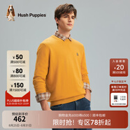Hush Puppies暇步士男裝秋基礎(chǔ)款多色百搭圓領(lǐng)羊毛混紡針織衫 053中黃2 S