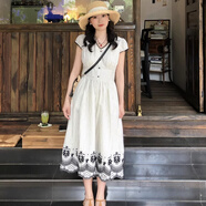 FHHUABD野色2025年新款法式文藝重工刺繡條紋連衣裙女夏季V領(lǐng)襯衫 暮光條紋（棉） 均碼 XS（贈(zèng)送運(yùn)費(fèi)險(xiǎn)）80-95斤