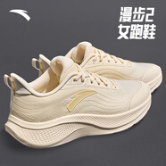 安踏漫步運動(dòng)鞋女鞋女士秋冬季款皮面輕便防潑水軟底跑步鞋子女 【漫步2皮網(wǎng)】燕麥白/淺煙灰-4 38.5