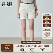 Teenie Weenie小熊女裝夏季簡(jiǎn)約時(shí)尚牛仔短褲時(shí)尚高腰褲子女韓版 白色 S (160)
