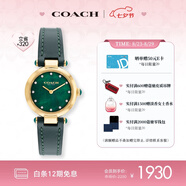 蔻馳（COACH）CARY系列人造水晶牛皮表帶石英女表14503951小綠表 七夕禮物/送禮
