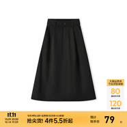 森馬（Semir）半身裙女磨毛純色A字長裙簡(jiǎn)約百搭秋季純棉寬松傘裙顯瘦潮流 黑色90001 S