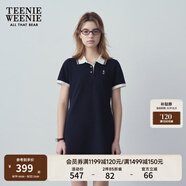 Teenie Weenie小熊夏季撞色Polo休閑通勤簡(jiǎn)約白色連衣裙時(shí)尚收腰短裙女 藏青色 M (165)