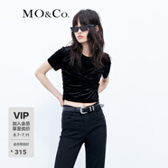 MO&Co.三醋酸混紡設(shè)計(jì)感小眾解構(gòu)交叉手工捏褶短款上衣上裝摩安珂 黑色-第1批 S 160