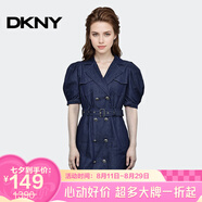 唐可娜兒（DKNY）【京東奧萊】牛仔連衣裙寬松刺繡系帶春夏工裝復古短裙W2212Z16-4 W2212Z16-422 XXS