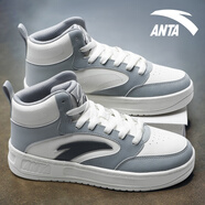安踏（ANTA）休閑高幫板鞋男鞋2025秋季新品增高厚底青少年運動(dòng)鞋 -3云灰色/象牙白 42