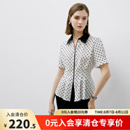 顏域（YANYEE）收腰波點(diǎn)襯衫女夏裝2024年新款通勤百搭雙拉鏈polo領(lǐng)氣質(zhì)上衣 白色 S