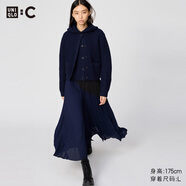 優(yōu)衣庫合作款/女裝打褶長裙/半身裙裙子25秋冬新款479704 09 黑色 M /160/68A